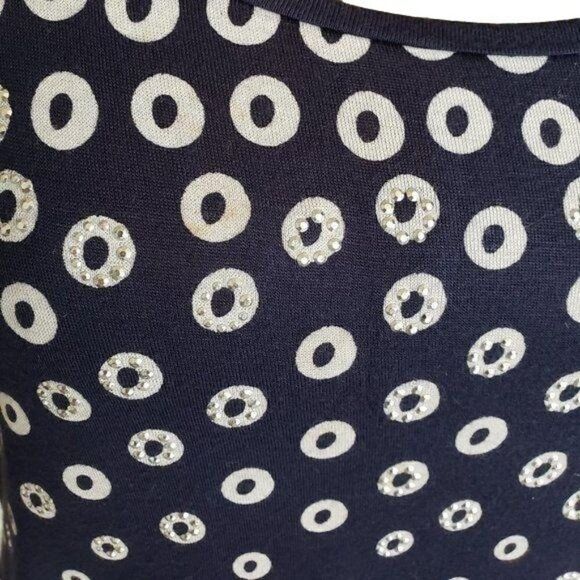 Women's Blouse Lightweight Loose Fit Embellished Hi Lo Bling Top Medium NWOT - Picture 4 of 8